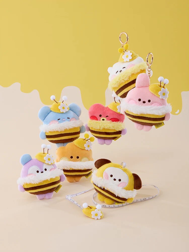 1779299357747_image Minini Measuring Tape Plush Keyring Honey Bee - Image 1